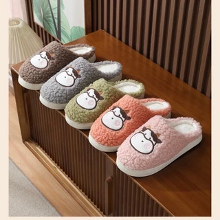 HOME818 รองเท้าใส่ในบ้าน รองเท้ากำมะหยี่ ( ลายน้องวัว) สลิปเปอร์ PVC พื้นยาง กันลื่น NO.T813 แนะนำเพิ่ม2ไซส์