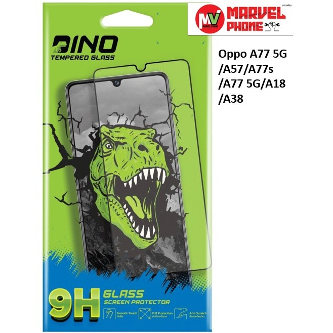 Dino ฟิล์มกระจกแบบใสเต็มจอขอบดำ (แท้) รุ่น Oppo A77 5G/A57/A77s/A77 5G/A18/A38
