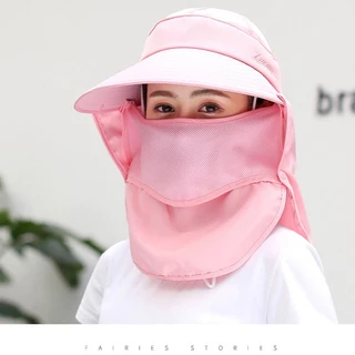 หมวกกันแดด มีผ้าปิดหน้า ถอดแยกชิ้นได้ กันแดด กันรังสีUVได้99%แม้จะเป็นแดดเที่ยง