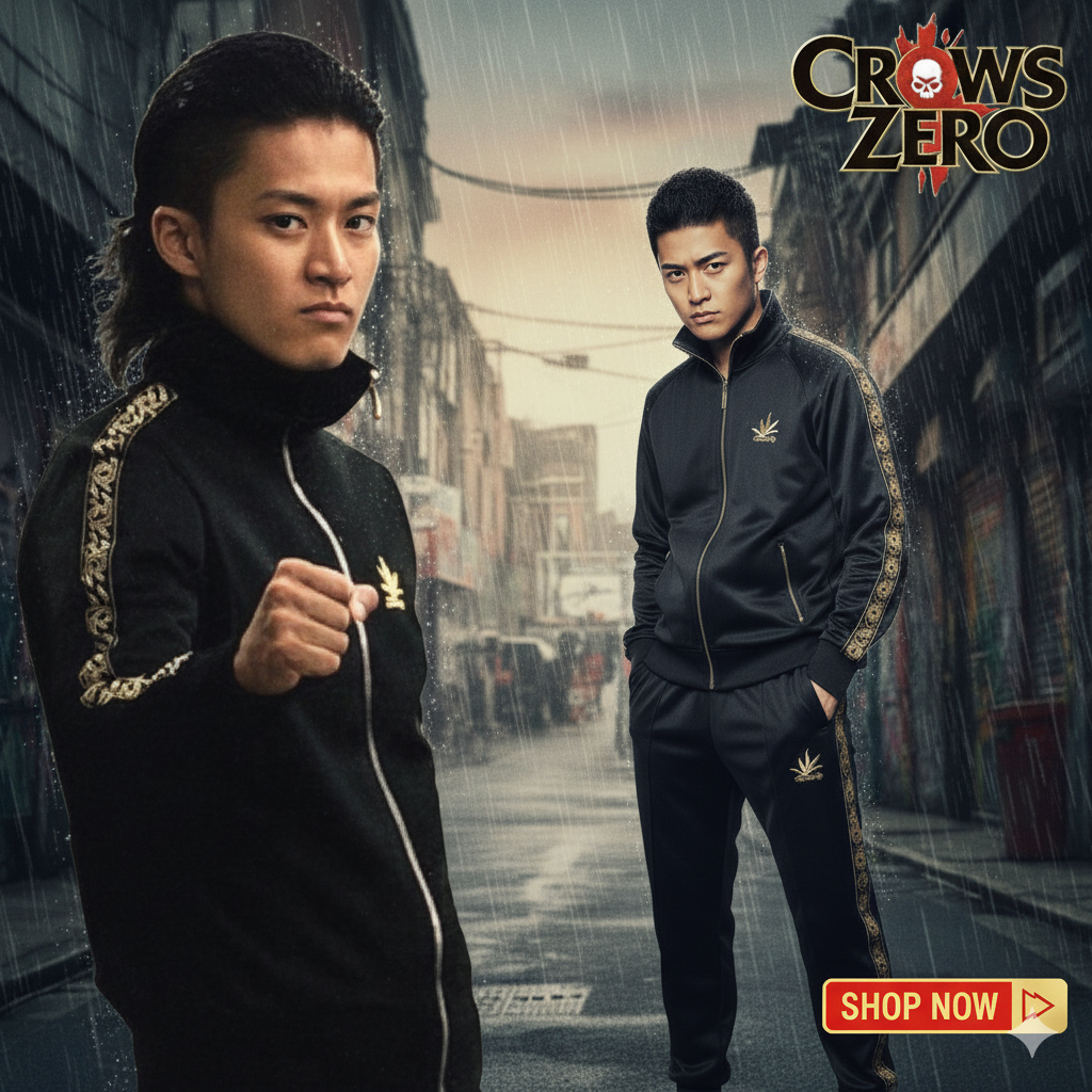 🔥 เสื้อแจ็คเก็ต+กางเกงวอร์มเกนจิ ทาคิยะ (Genji Takiya) จาก Crows Zero เรียกเขาว่าอีกา