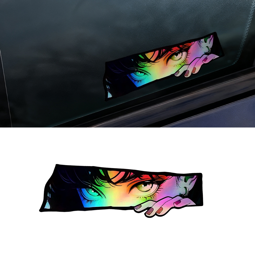 เหมาะสำหรับรถยนต์ JDM มอเตอร์ไซค์ สติกเกอร์รถยนต์ไฟฟ้า การปิดกั้นรอยขีดข่วน ดวงตาภาพเคลื่อนไหว 2D สะท้อนแสง เลเซอร์ไฟฟ้า - รูปที่ 2