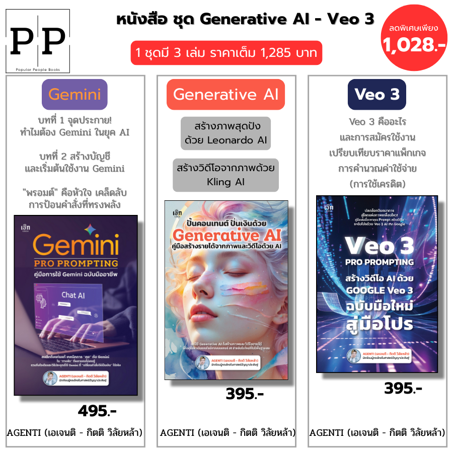หนังสือ ชุด คู่มือสร้าง VDO จาก AI - Generative Al Gemini PRO PROMPTING Google Veo3 I โดย เอเจนติ