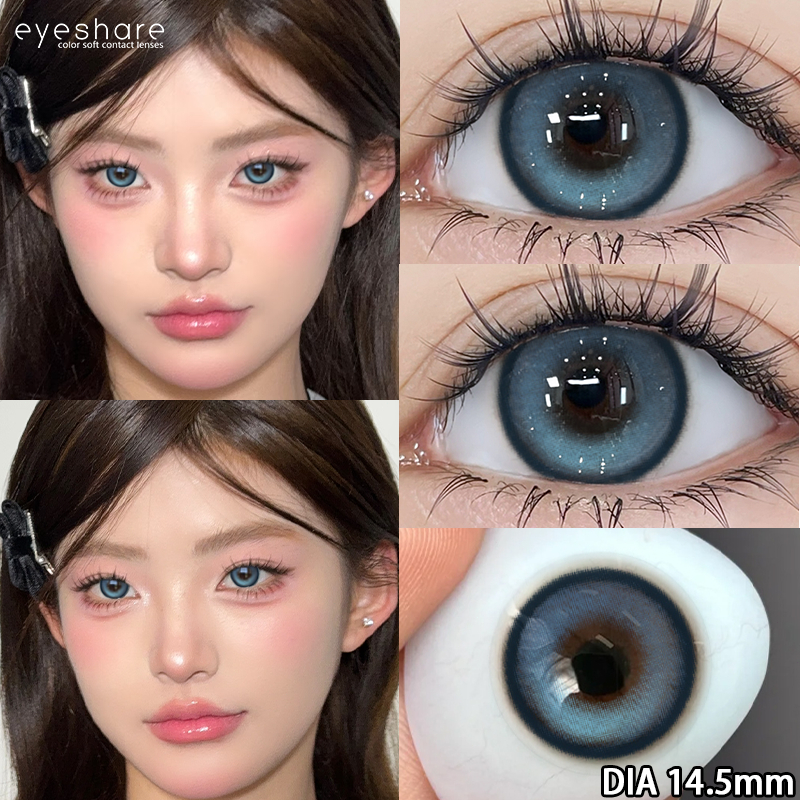 {0°-600°} คอนแทคเลนส์สายตาสั้น bubble คอนแทคเลนส์แฟชั่น สีฟ้า/สีเทา/สีน้ำตาล ตาโต ใช้งานได้ 1 ปี