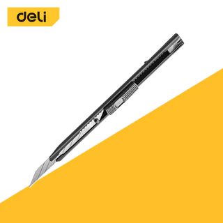 Deli คัตเตอร์ มีดคัตเตอร์ คัตเตอร์จิ๋ว 9mm พกพาง่ายๆ โลหะผสมเหล็ก ใบมีดเฉียง 30° 60° Cutter