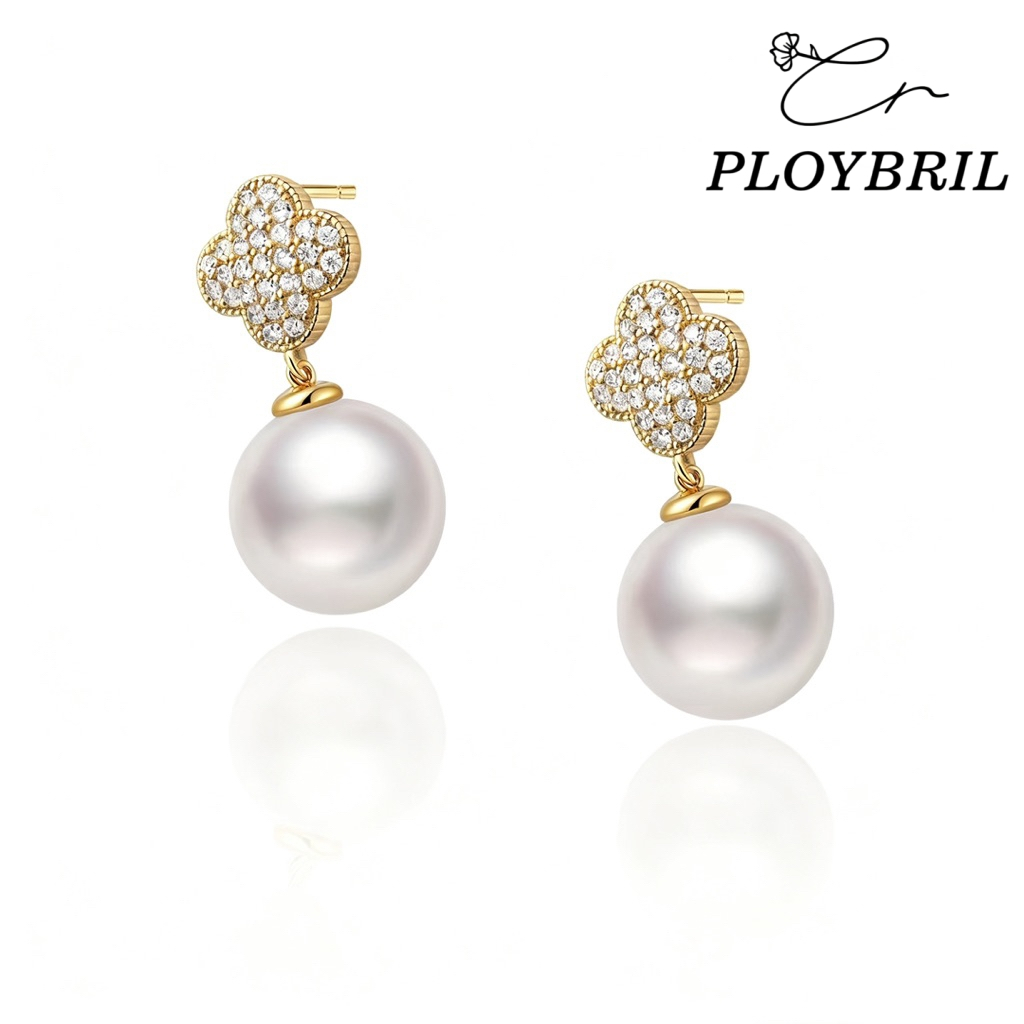 PLOYBRIL E004 ต่างหูไข่มุก ดีไซน์หรู สไตล์เกาหลี ฝังเพชร CZ ประกายสวย ต่างหูผู้หญิง ใส่งานแต่ง ออกงาน แฟชั่นมินิมอล ราคา ถูกที่สุด ดีลบีเคเค แกลเลอรีภาพที่ 4