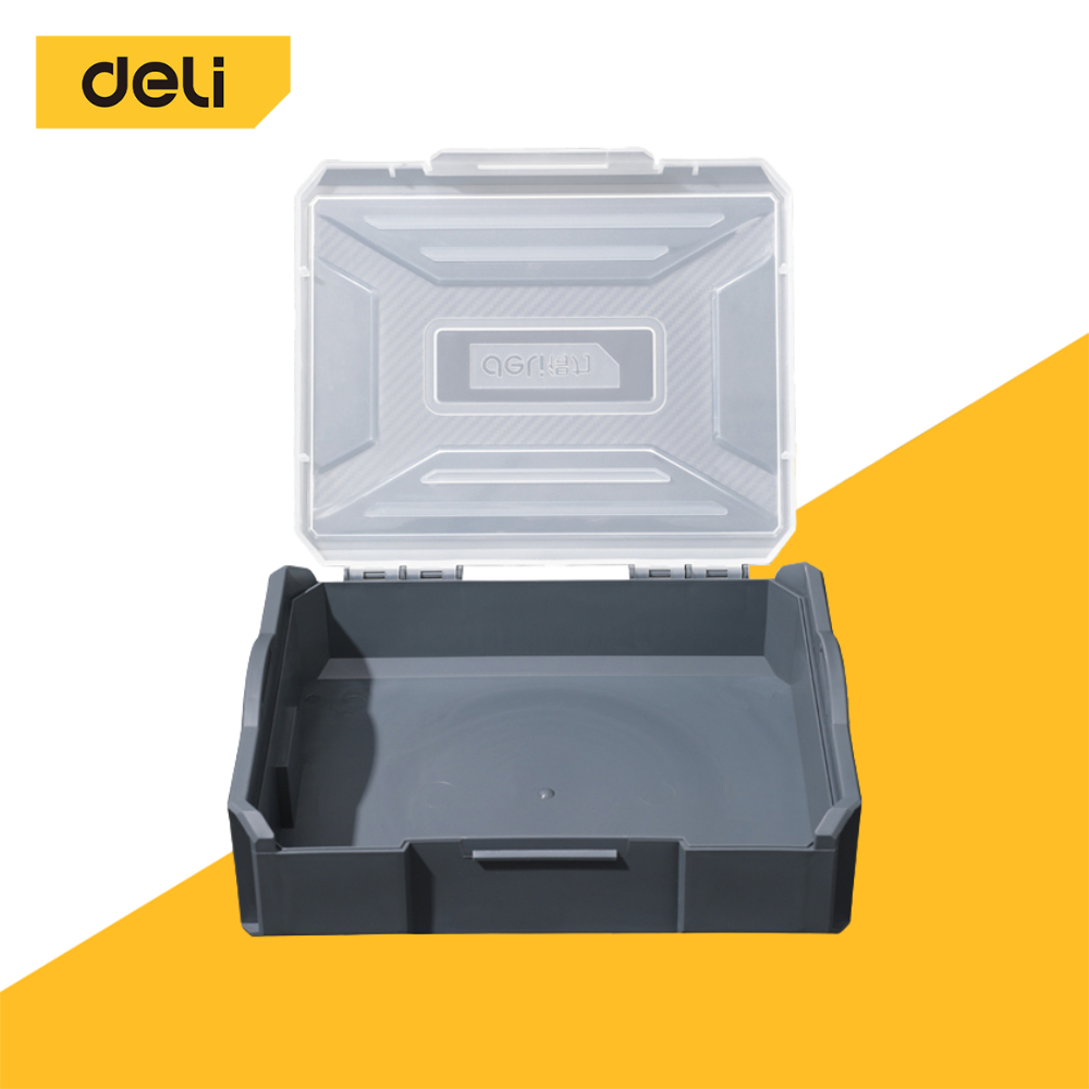 Deli กล่องเก็บอุปกรณ์ช่าง ใส่น็อต เก็บอะไหล่ ใส่เครื่องมือ พลาสติก ทนทาน สลักเกลียว ซ้อนได้ Tool Box