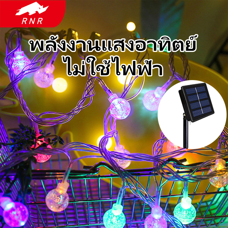 RNR ไฟตกแต่ง ไฟลูกแก้ว 5/10/15เมตร โซล่าเซลล์ ไฟเส้นอัจฉริยะ ไฟตกแต่งสวนและกลางแจ้ง ประหยัดไฟมาก ทนแดด ทนฝนไฟปิงปอง - รูปที่ 4