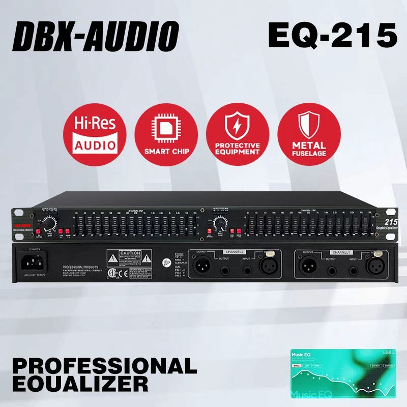 DBX-AUDIO EQ215 Equalizer มืออาชีพ, คู่ 15 ส่วนเอฟเฟกต์, 2 ช่องความถี่เสียงปรับ Equalizer