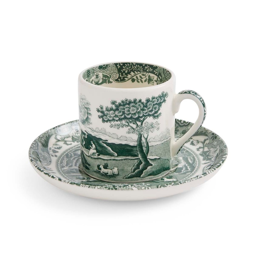 ถ้วยกาแฟ Spode Heritage Green Italian Espresso Cups & Saucers Set of 2