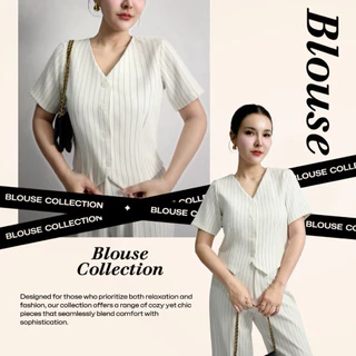 F004 | เสื้อเบลาส์ คอวี (ป้าย Alinya)
