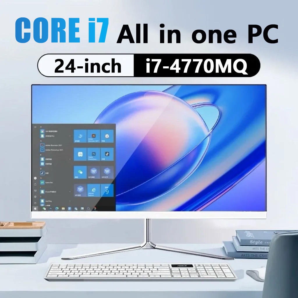 24 นิ้ว All in one PC Intel Core i7 4700MQ เครื่องคอมพิวเตอร์เดสก์ท็อป 512GB SSD Desktop Computer