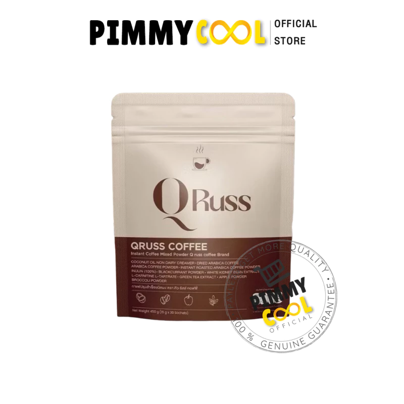 Q Russ Coffee คิว รัสส์ คอฟฟี่ กาแฟปูไปรยา กลมกล่อม อร่อย กาแฟชงดื่ม 1 ห่อ 30 ซอง