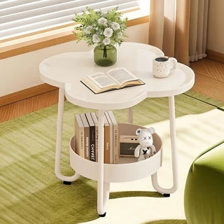 AIEhome โต๊ะข้างเตียงขนาดเล็ก โต๊ะวางกาแฟ2ชั้น โต๊ะข้างเตียงPP+โครงเหล็ก โต๊ะข้างโคลเวอร์สี่แฉก รุ่น 2481