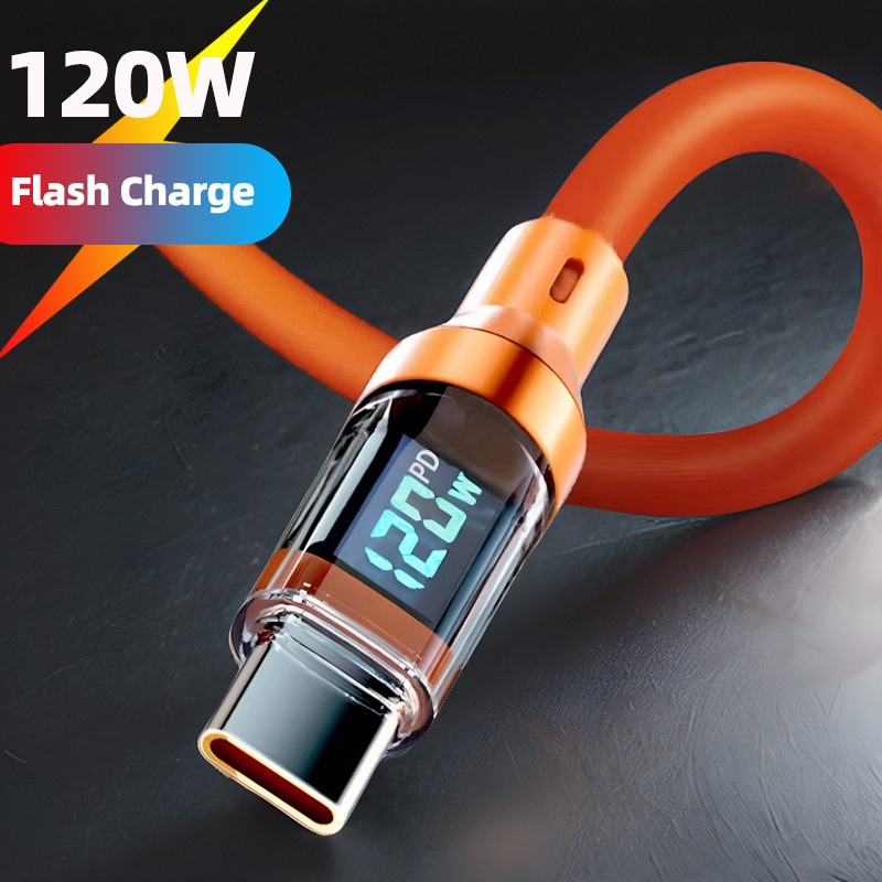120W 6A สายชาร์จ USB Type C T0 C สายเคเบิลข้อมูล ดิจิตอลจอแสดงผล PD ชาร์จเร็ว สำหรับ มือถือและแท็บเล็ต 1ม/2ม