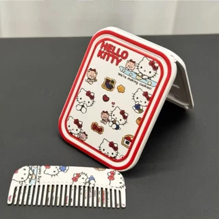 พร้อมส่ง!🇹🇭 Hello Kitty Mirror ตลับกระจกแต่งหน้าพร้อมหวีขนาดเล็ก กะทัดรัด สำหรับพกพา วัสดุพลาสติก รูปสกรีนคมสวย คุณภาพดี