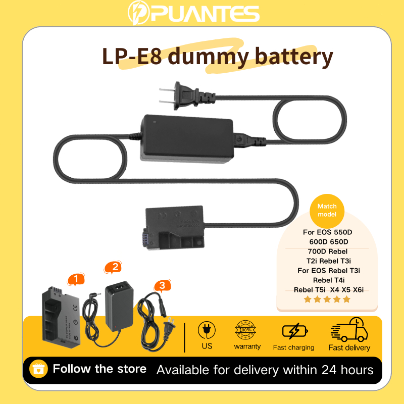 LP-E8 LP E8 แบตเตอรี่หมอง LPE8 พร้อมพลังงาน AC สหรัฐอเมริกาปรับสำหรับ Canon EOS 550D 600D 650D 700D X4 X5 X6i X7i T2i T3