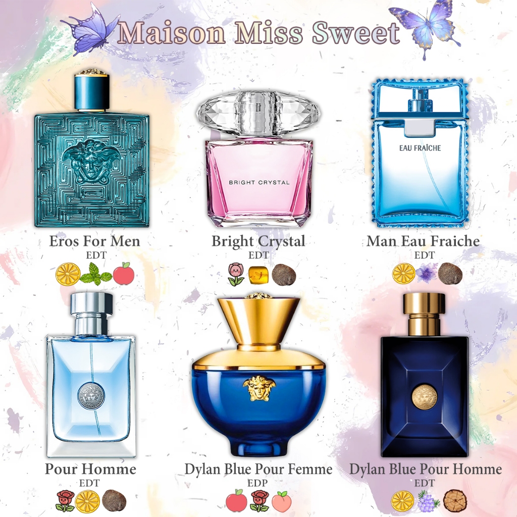 ของแท้💯 Bright Crystal/Crystal Absolu/ Eros for men/Pour Homme/Eros Flame/Fraiche EDP2ml 5ml 10mlหอม