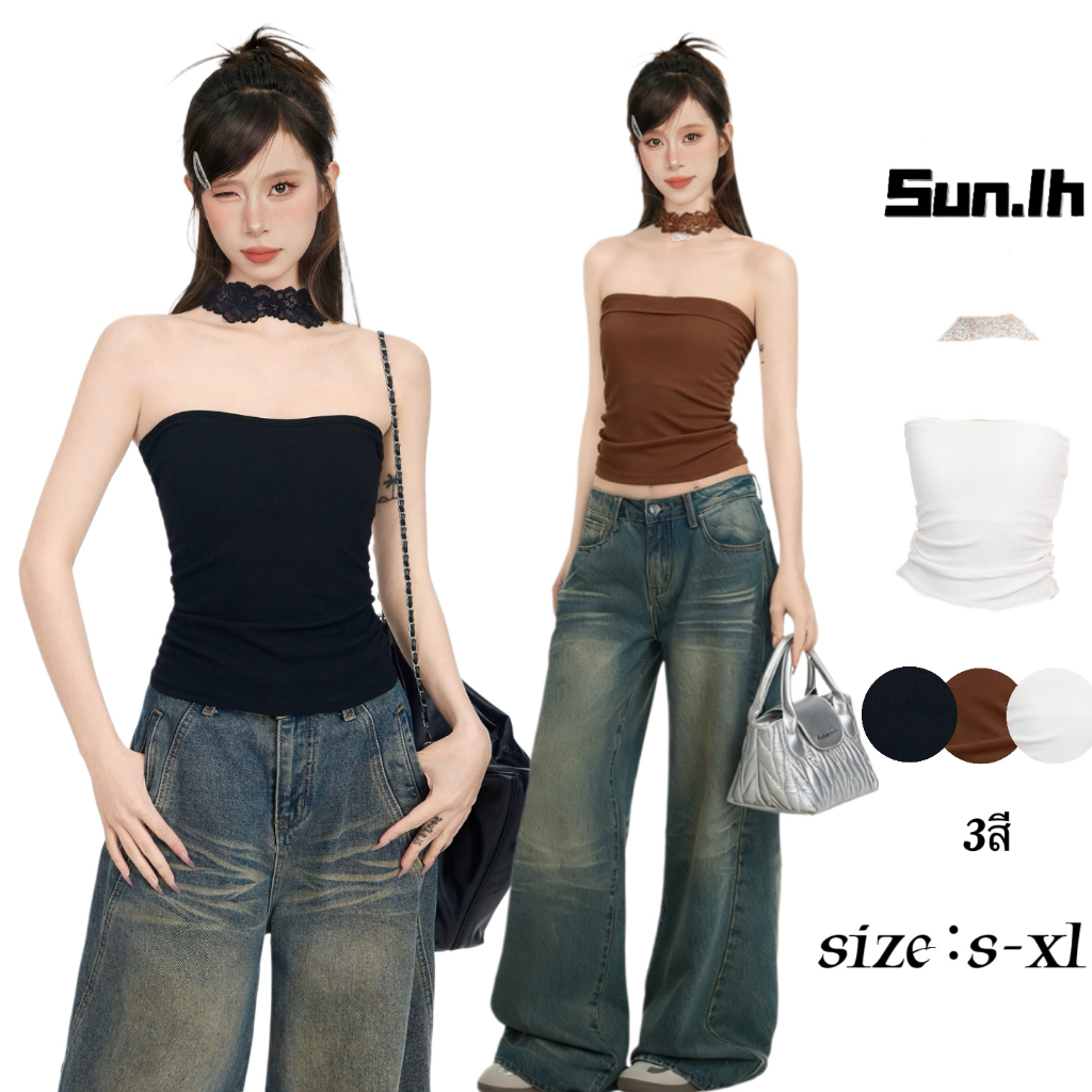 SUN🛍️ มีสินค้าในสต็อก🛍️ เสื้อกล้ามลูกไม้เซ็กซี่ เสื้อกล้ามสั้นแขนกุดสำหรับผู้หญิงในช่วงฤดูร้อน ผ้าที่ยืดหยุ่น