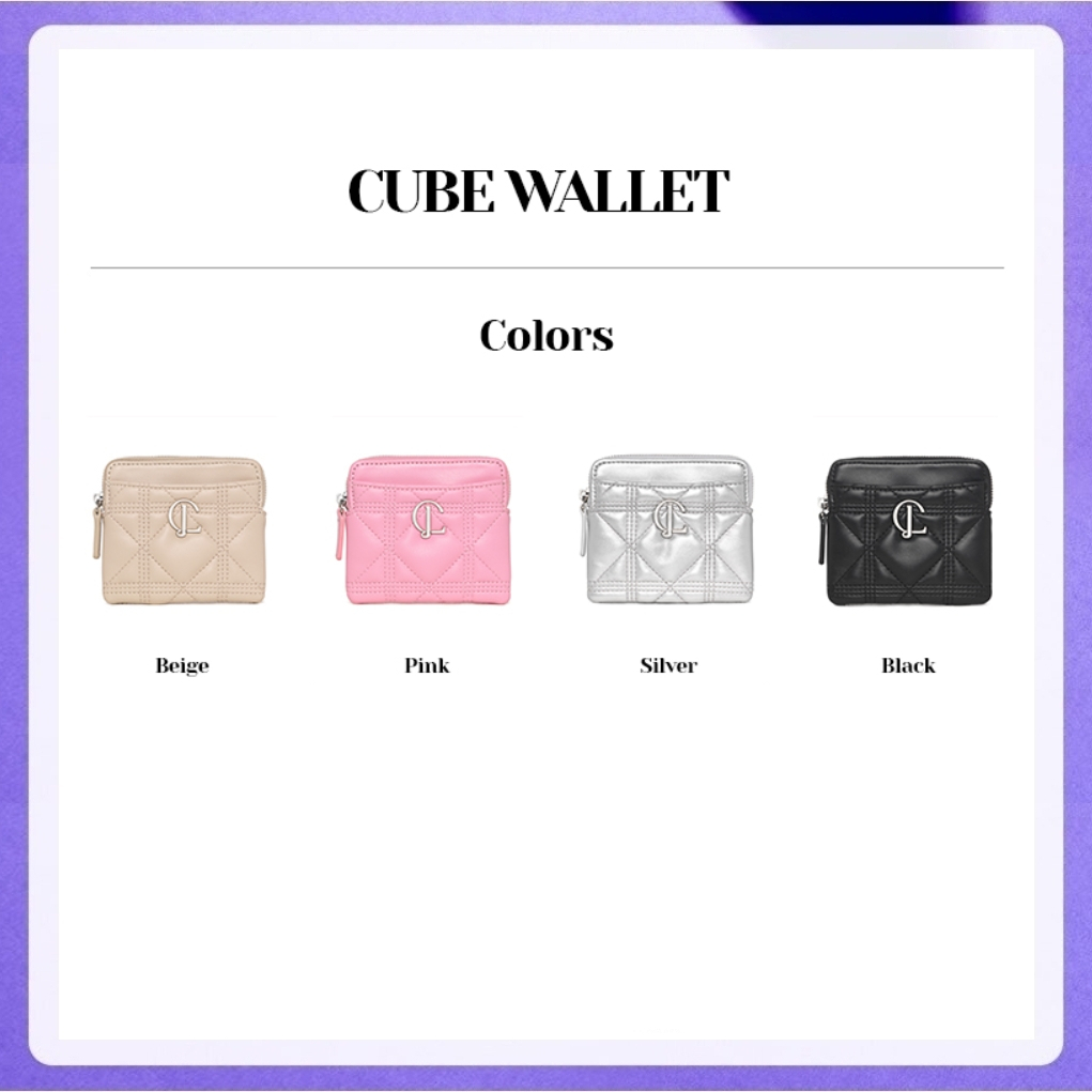 Carlyn Cube Wallet (Beige, Pink, Silver, Black)