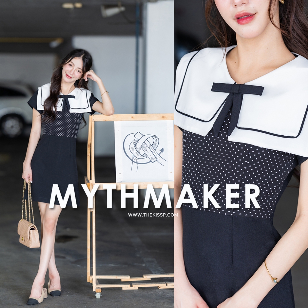THE MYTH MAKER' dress +free เข็มกลัดโบดำถอดออกจากชุดได้