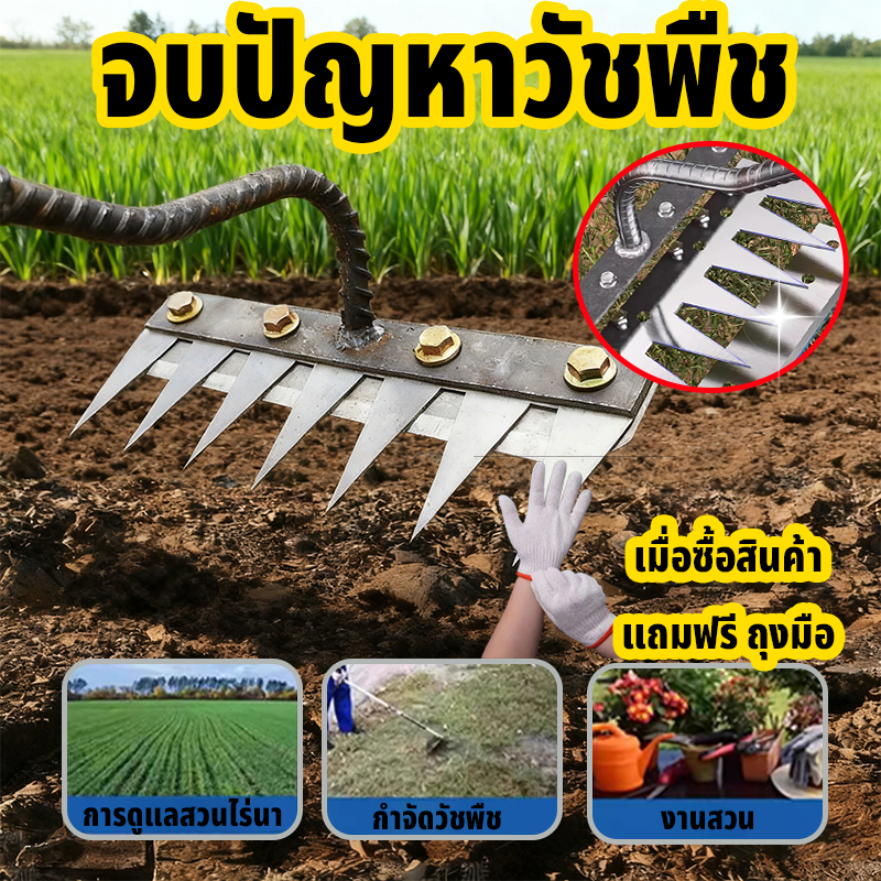 🔥 จอบถากหญ้าคมๆ 🔥คราดเก็บหญ้า 7ฟัน 8ฟัน จอบ เอนกประสงค์มัลติฟังก์ชั่นใช้ขุดดิน คราดทำสวน คราดฟันฉลาม กำจัดวัชพืช คราด