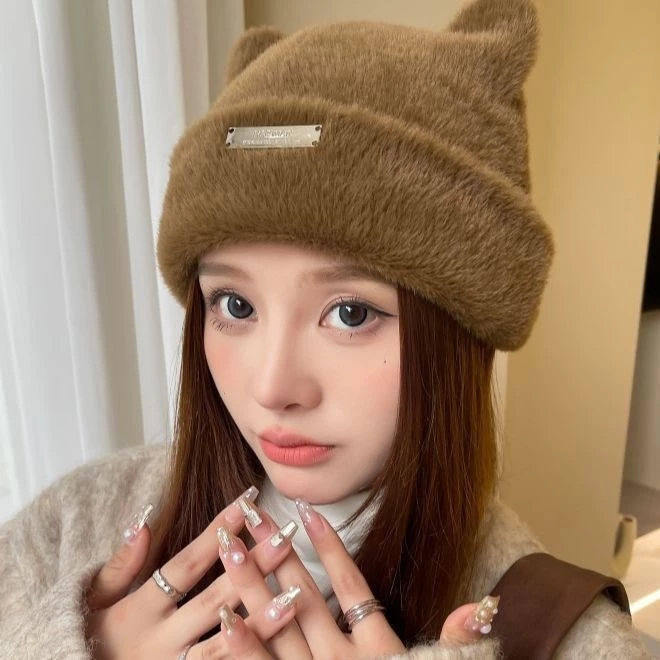 หมวกถักแต่งหูแมว สไตล์เกาหลี สำหรับผู้หญิง thumbnail 6