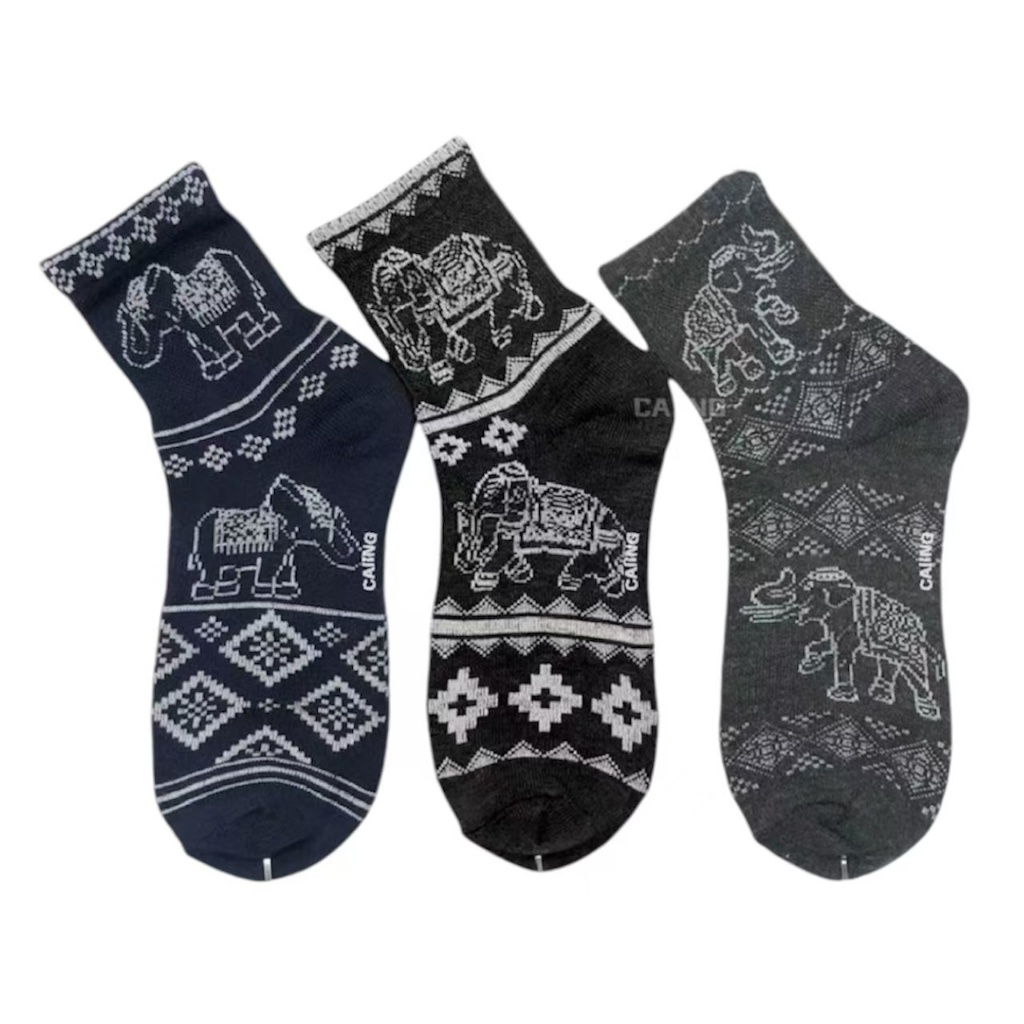 ถุงเท้า ลายช้าง ยกแพ็ค 12 คู่ คละลาย มีแบบ 4 คู่ให้เลือก ใส่ได้ทุกโอกาส🔥ส่งจากไทย - รูปที่ 3