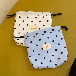 ถุงผ้าหูรูดลายจุดน่ารักๆ สีพาสเทล มีซับใน รุ่น mimiidot flure.bags