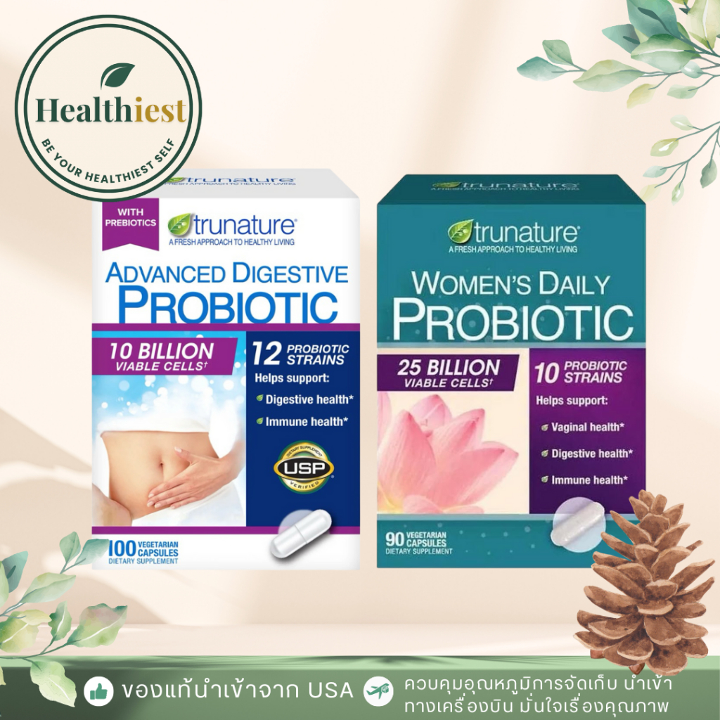 TruNature Women's Daily PROBIOTIC 90 Capsules & Advanced Digestive Probiotic 100 Capsulesโพรไบโอติกส