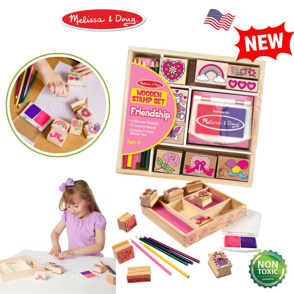 Melissa&Doug - ชุดแสตมป์พร้อมหมึก Non-toxic Deluxe Stamp Set หมึกล้างออกได้ จำนวน 30 อัน (ตรายางเด็ก) - 30118