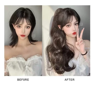 🔥พร้อมส่ง🔥55cm 4สี ธรรมชาติยาวหยิกผมหางม้าสูงคลิป-ใน วิกผมจําลองปลอม
