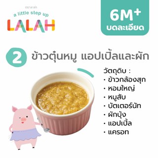 ข้าวตุ๋นหมู แอปเปิล และผัก  (อาหารแช่แข็งบดละเอียด 6+)
