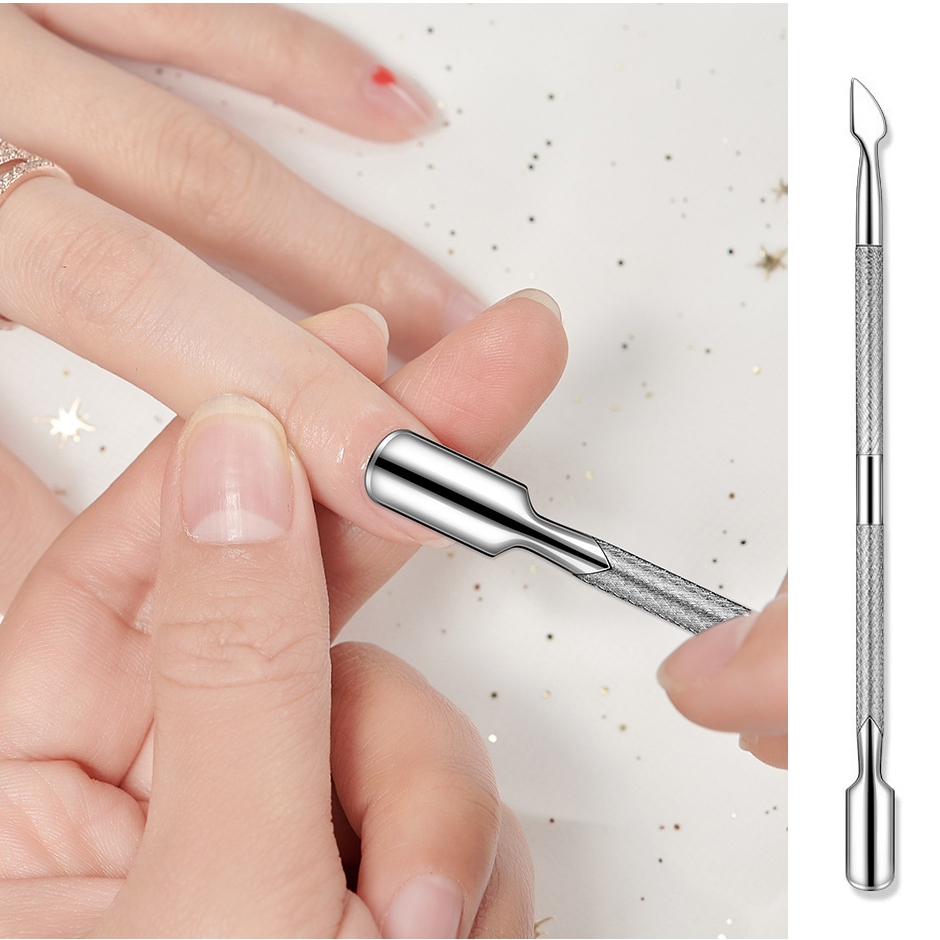 จุดเล็บกําจัดเล็บสองหัวไสสแตนเลสปลายคู่เล็บไสเหล็กขนาดเล็กผลักดันหนังตายเครื่องมือผลักดัน