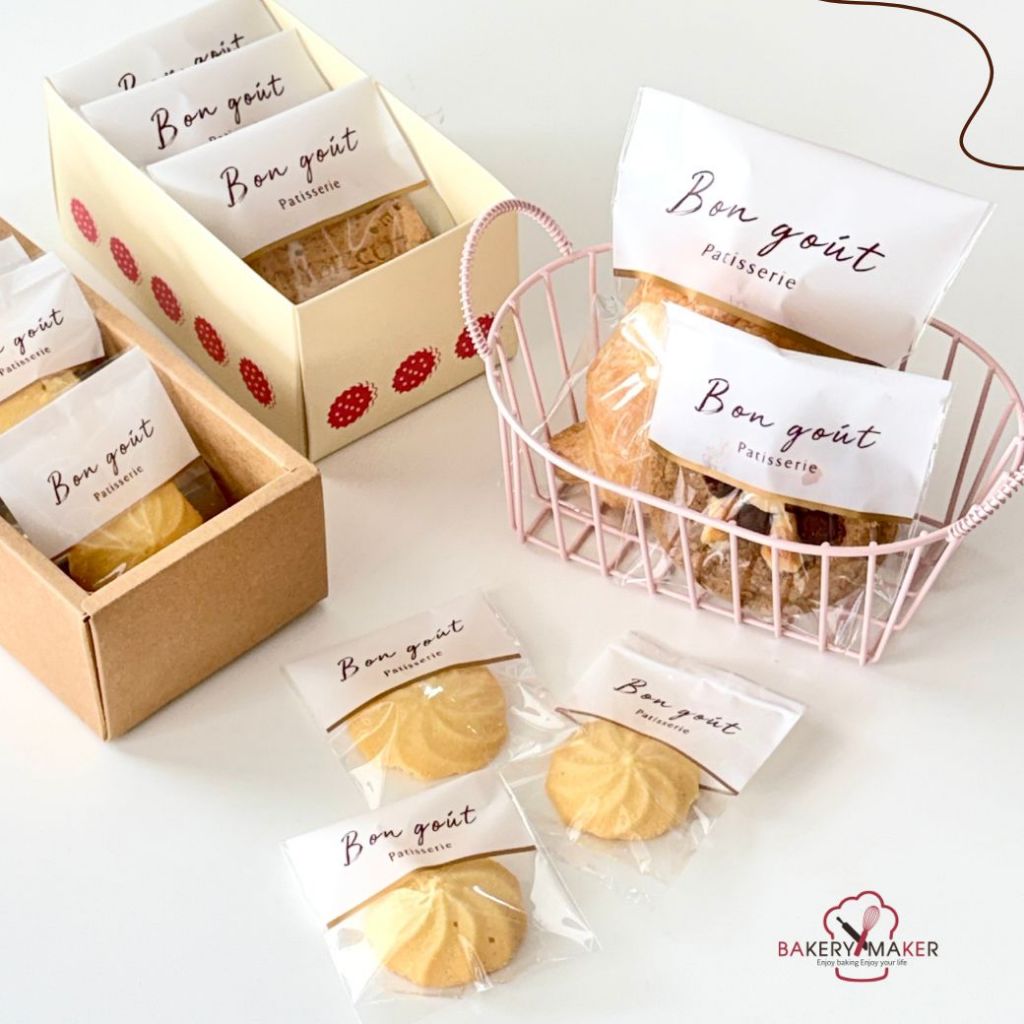 ถุงคุกกี้/ขนม ฝากาว อักษรทอง 50 ใบ Bon Gout มี 4 ขนาด ถุงฝากาว - รูปที่ 2