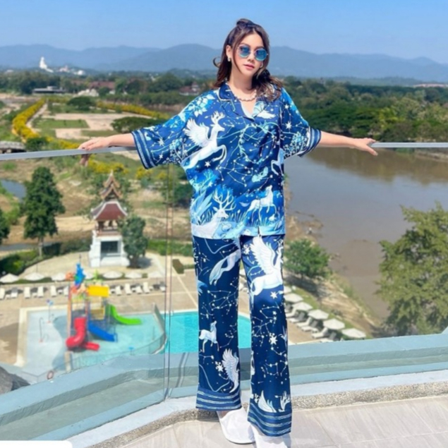 Muslin Pajamas Silk Satin รุ่น Pegasus (W2081 V2081 L2081) | ชุดนอนชุดเที่ยว,ชุดนอนผู้หญิง