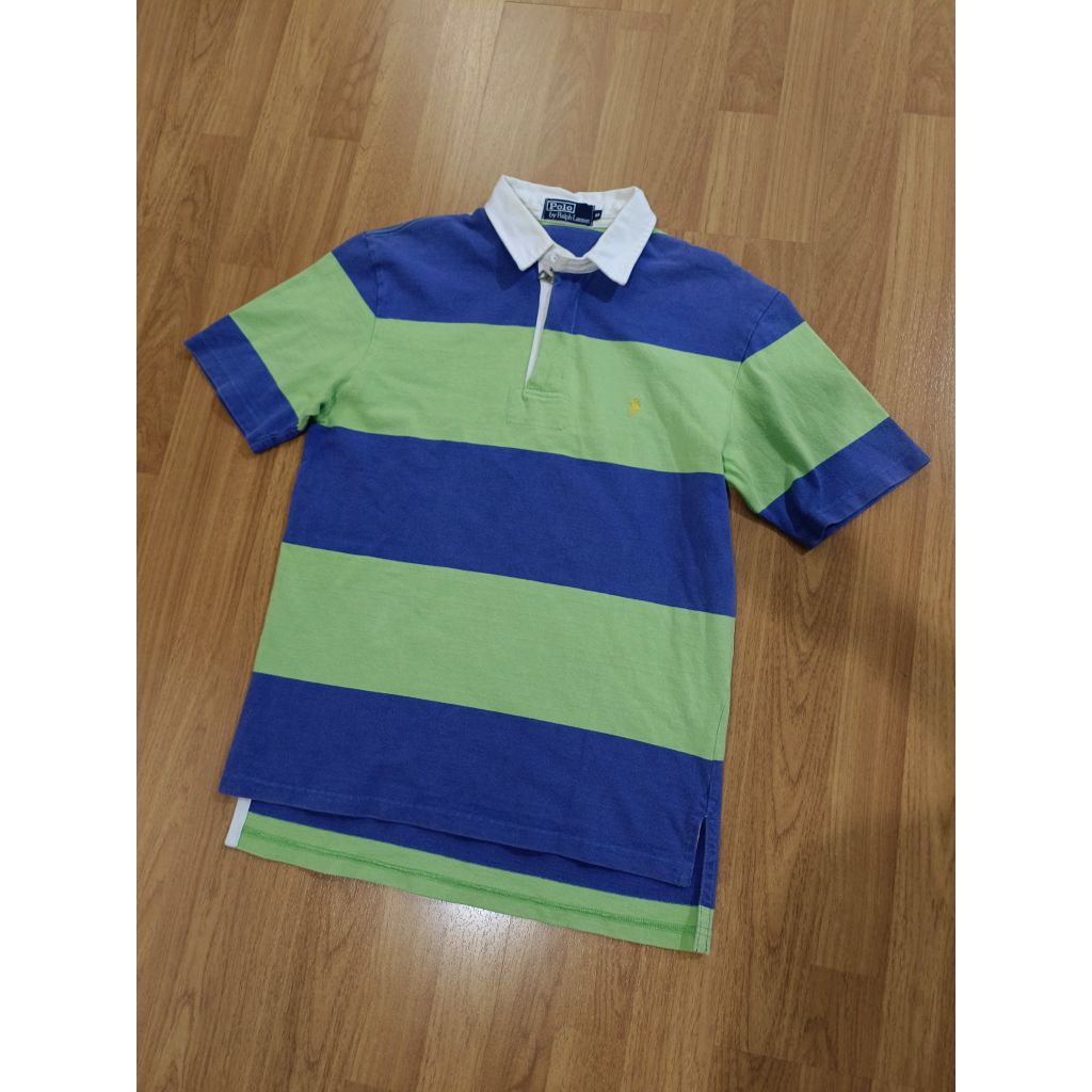 *พร้อมส่ง*🇹🇭เสื้อ Polo by Ralph Lauren Half-Zip Embroidered Striped Rugby Shirtt