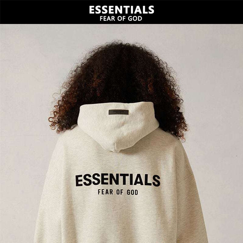 『ESSENTIALS』เสื้อฮู้ด Fear Of God Essentials Pullover hoodie เสื้อกีฬาพิมพ์ลายกำมะหยี่หลัง