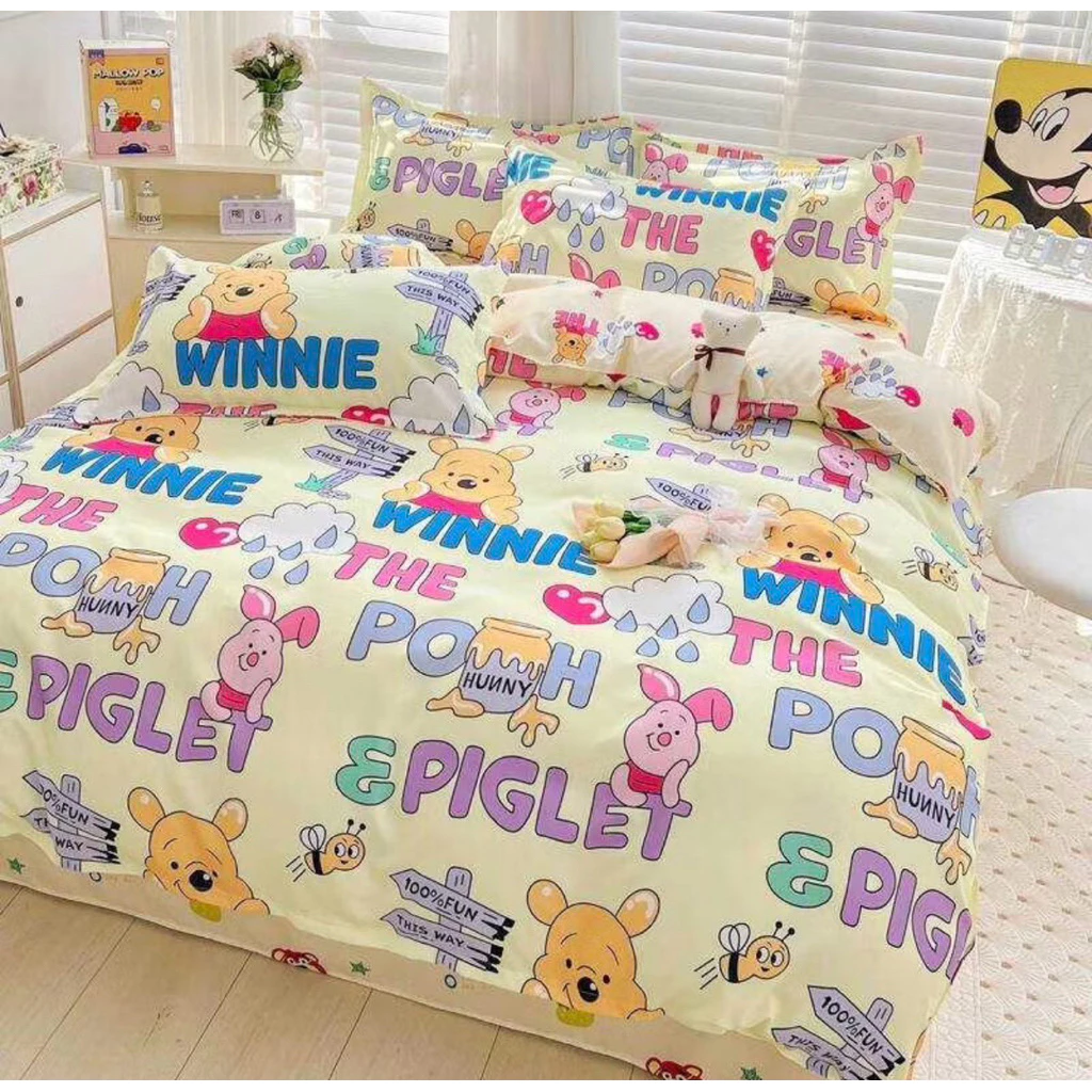 ชุดผ้าปูที่นอน ลายหมีพูร์ ขนาด 3 5 6 ฟุต ผ้า COTTON 100%