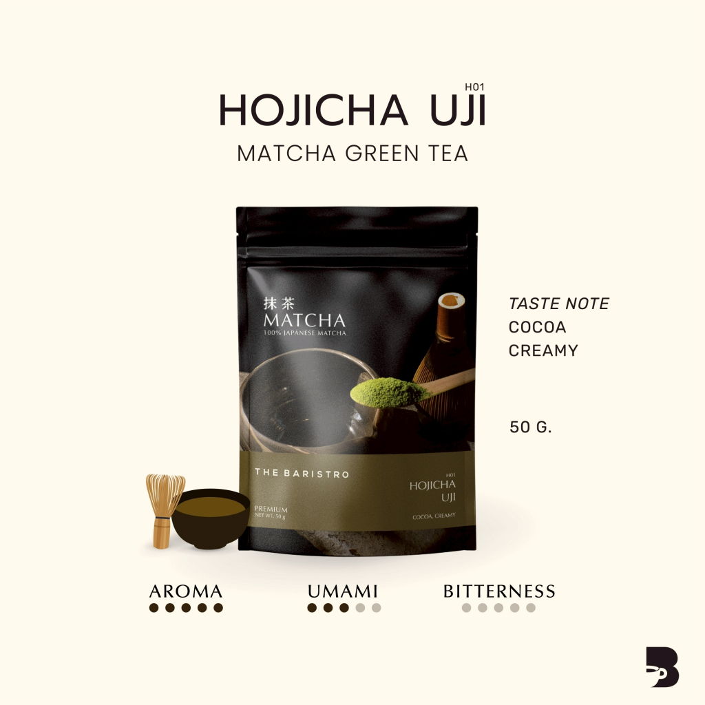 ผงมัทฉะพรีเมียม 100% - Hojicha Uji Matcha Green Tea Powder