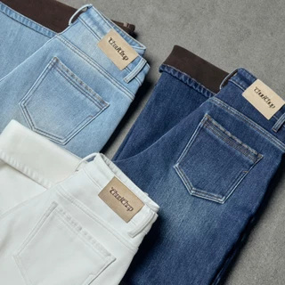 CHUUCHOP - (XS-4XL) Henry jeans กางเกงยีนน์ขายาว บุขนกันหนาวได้ 15 องศา (C8474)