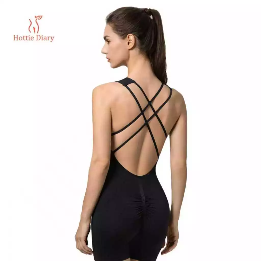 【Hottie Diary】ชุดบอดี้สูทสปอร์ตสำหรับผู้หญิง สายเดี่ยวและเชือกผูก เหมาะสำหรับการเล่นกีฬา