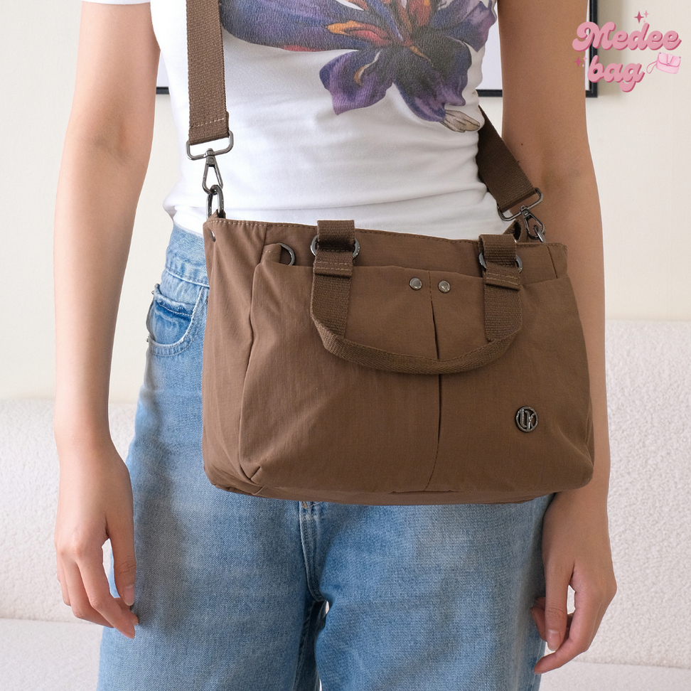 Lingky กระเป๋าถือ + สะพายข้าง ผ้าร่มสปอร์ต น้ำหนักเบา ขนาด 10 นิ้ว ใบกะทัดรัด ฟังก์ชันครบ ใช้ได้ทุกวัน | รุ่น LU1888