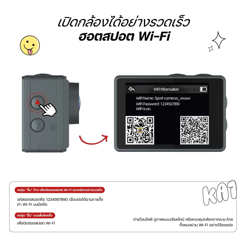 KiTBEEZ KA-1 กล้องแอคชั่น กล้องโกโปร กันน้ำกันสั่น หน้าจอสัมผัส 5K 30fps WiFi Gopro Action Camera กล้องติดหมวกกันน็อค thumbnail 10
