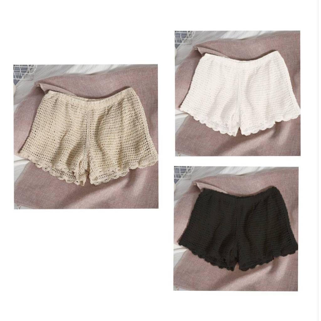 กางเกงขาสั้น ถักโครเชต์ พร้อมซับใน CN-8013