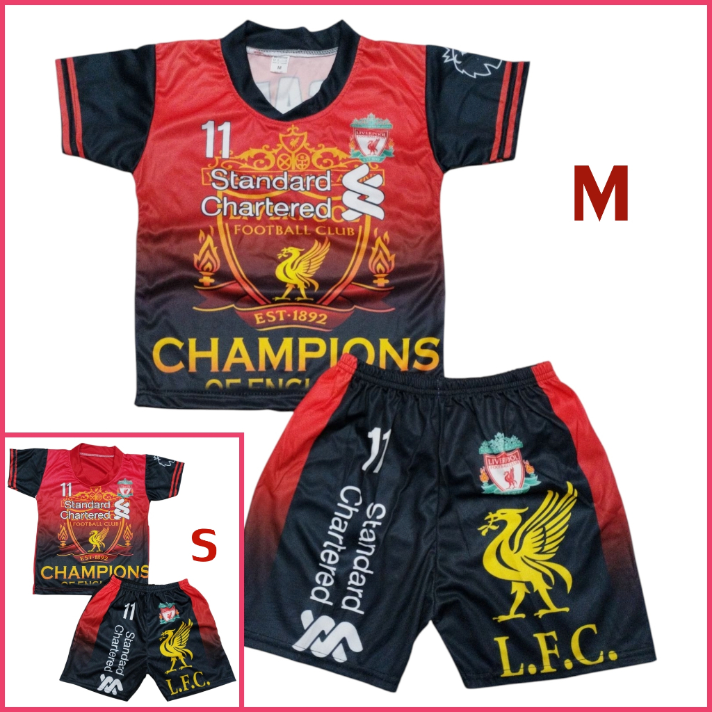 ชุดกีฬาเด็ก S กับ M ผ้ามันไมโคร S 1-2 ปี 7-12โล ,M 2-4 ปี 12-17โล ชุดบอลเด็ก