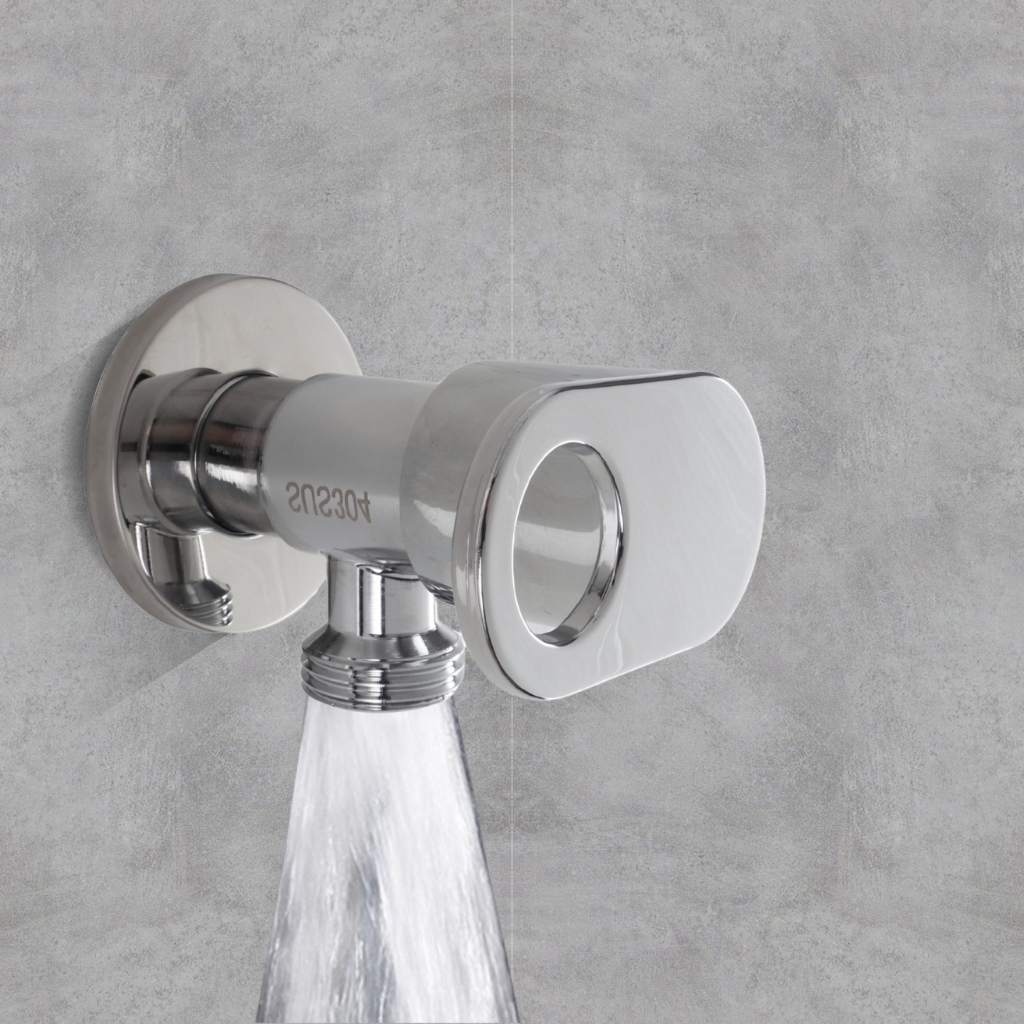 วาล์วฝักบัวอาบน้ำ  ด้ามแบน ก็อกเปิด-ปิดฝักบัวอาบน้ำ สแตนเลส ชุบโครเมี่ยม (แถมเทปฟรี) - รูปที่ 2