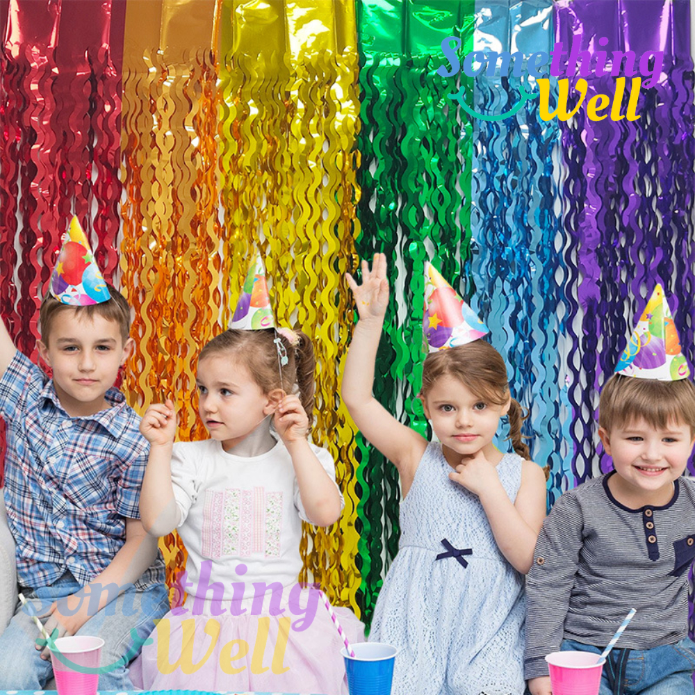 ม่านฟอยล์ลายคลื่น 1x2M ตกแต่งงานปาร์ตี้ | ม่านฟอยล์เลเซอร์ ม่านฉากถ่ายรูป วันเกิด