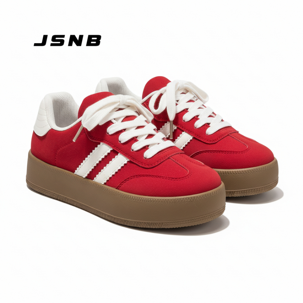 JSNB รองเท้าผ้าใบ แฟชั่น สไตล์มินิมอล สปอร์ตลำลอง พื้นหนา แพลตฟอร์ม ใส่เที่ยว ใส่ทำงาน ผู้หญิง รองเท้า สามแถบ [LN685]]