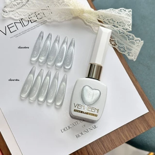 VENDEENI สีลูกแก้วซาติน/แฟลช สีเงินขาว ขวดหัวใจ ลูกแก้วทาทับสีพื้นได้ทุกสี แยกขวด ขนาด 12ml