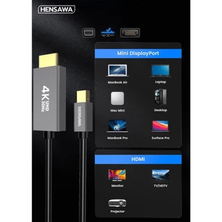 HENSAWA รุ่น VC740 สาย Mini DisplayPort to HDMI สายสัญญาณ รองรับ 4K 30Hz สาย Thunderbolt2 to HDMI